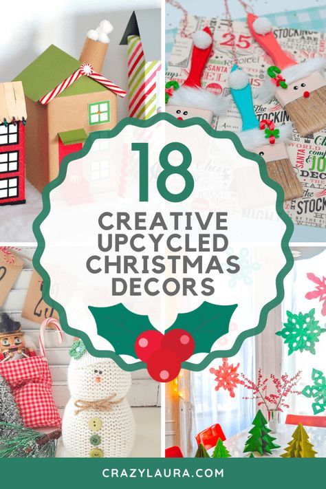 Christmas Upcycle Decorations, Upcycled Christmas Decor, Upcycling Christmas Decorations, Recycle Christmas Decorations, Upcycle Christmas Decorations, Upcycled Christmas Decorations, Upcycle Christmas Ornaments, Eco Christmas Decorations, Recycled Christmas Decorations