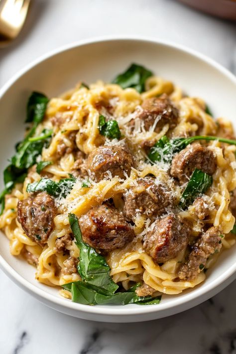 Sausage With Orzo, Sausage Spinach Orzo, Orzo Pasta With Sausage, One Pot Sausage Orzo, Cheesy Italian Sausage Orzo, One Pot Italian Sausage Orzo, Orzo Italian Sausage, Orzo Recipes Sausage, Recipe With Sweet Italian Sausage