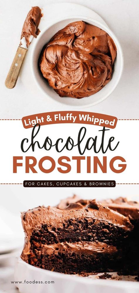 Homemade Whipped Chocolate Frosting, Chocolate Frosting No Milk, Chocolate Frosting Recipe Videos, Chocolate Heavy Cream Frosting, Fluffy Chocolate Frosting Recipe, Chocolate Wiped Cream Frosting, Light Fluffy Chocolate Frosting, Milk Chocolate Frosting Homemade, Buttercream Frosting For Chocolate Cake