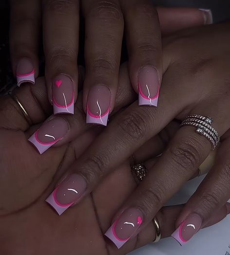 Square Shape Pink Nails, Pink And White Nails Short Square, Boyfriend Inspired Nails, Short Acrylic Nails Designs Pink, Cute Nail Sets, Pink Simple Nails, Simple Prom Nails, Nail Suggestions, Short Nails Ideas