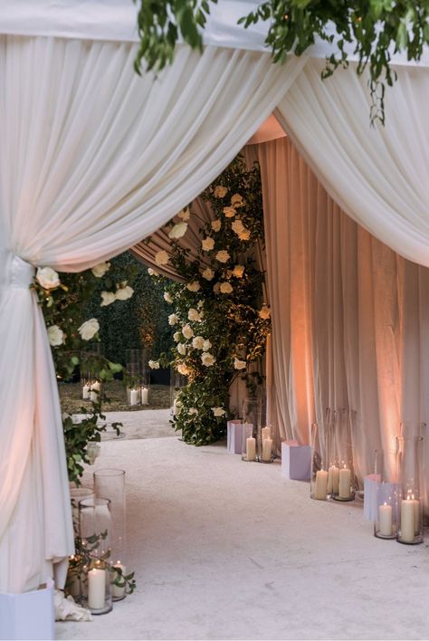 Wedding Ceremony Draping, Wedding Tunnel, Indoor Wedding Ceremony, Wedding Tunnels, Wedding Draping, Candlelit Wedding, Wedding Ceiling, Wedding Archway, Wedding Entrance Decor