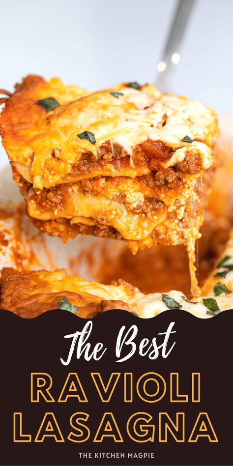 Ravioli Lasagna - The Kitchen Magpie Lasagna Recipe With Ravioli, Recipe With Ravioli, Lazy Lasagna Recipe, Lasagna With Cottage Cheese, Ravioli Recipes, Josh Elkin, Italian Casserole, Dinners Ideas, Pasta Bakes