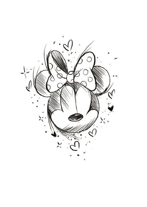 Disney Sketch Tattoo, Disney Tattoo Flash, Disney Flash Tattoo, Flash Tattoo Disney, Disney Tattoos Mickey, Minnie Mouse Tattoo, Tattoos Disney, Minnie Tattoo, Mickey Tattoo