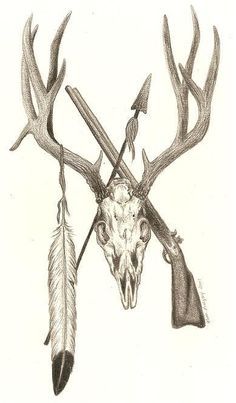 Tattoos on Pinterest | 125 Pins Tattoo Plume, Berg Tattoo, Deer Skull Tattoos, Hunting Tattoos, Country Tattoos, Native Tattoos, Western Tattoos, Deer Tattoo, Deer Skull