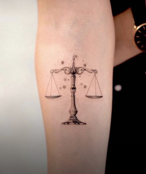 Scales Of Justice Tattoo Fine Line, Balanced Scale Tattoo, Scale Of Justice Tattoo, Scale Tattoo Design, Libra Tattoo Ideas For Women, Lawyer Tattoo, Scales Of Justice Tattoo, Libra Scale Tattoo, Libra Constellation Tattoo