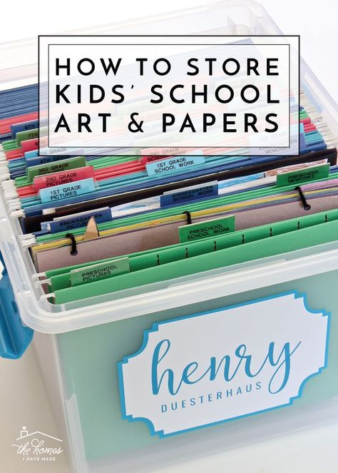 From permission slips to art projects, pictures and memories, get lots of ideas for organizing, sorting and storing kids paperwork! Kids Art Storage, School Organization College, Kids School Organization, School Work Organization, Organize Paperwork, Kids School Papers, School Paper Organization, Ideas For Organizing, School Storage