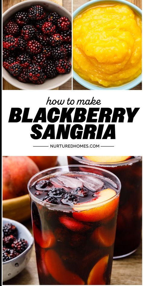 Red Wine Blackberry Sangria Blackberry Sangria Recipe, Homemade Red Wine, Peach Sangria Recipes, Fall Sangria Recipes, Blackberry Sangria, Homemade Sangria, Spanish Red Wine, Watermelon Wine, White Wine Sangria