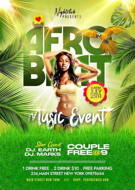 Afro Beat Event Party Flyer PSD Template – PSDFreebies.com Template For Event Poster, Events Flyer Design, Party Flyers Design, Party Flyer Design Backgrounds, Party Flyer Backgrounds, Free Psd Poster, Event Poster Design Inspiration, Event Flyer Design, Photoshop Flyer Template