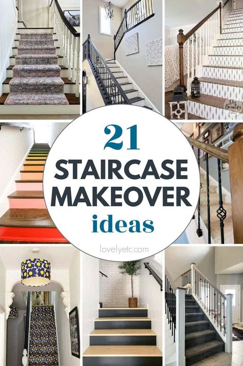 Give your staircase new life with one of the these smart staircase makeover ideas. There are DIY staircase ideas for all types of staircases. Whether you're ready to rip out old carpet and completely replace your stairs or you just want to do a quick update with paint or stain, you'll find great DIY staircase inspiration here. Staircase Update, Painted Stair Risers, Pine Stair Treads, Marimekko Wallpaper, Old Stairs, Diy Stairs Makeover, Diy Staircase Makeover, Stairs Makeover Ideas, Wallpaper Stairs