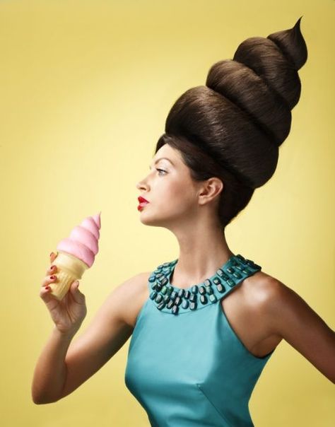 ice cream hair - personally think it looks a bit like a giant dog ... Ice Cream Hair, Avant Garde Hair, Cream Hair, Athletic Hairstyles, Locs Hairstyles, Hair Cream, Bad Hair Day, Crazy Hair, Ice Cream Cone