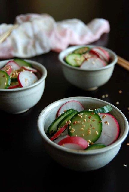 Asian Cucumber and Radish Salad with Wasabi Cucumber And Radish Salad, Creamed Cucumber Salad, Radish Recipe, Salad With Cucumber, Creamed Cucumbers, Low Carbohydrate Recipes, Radish Recipes, Radish Salad, Fermentation Recipes