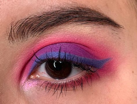 Bi Eye Makeup, Bisexual Eyeshadow, Bi Flag Makeup, Cosmo Brownies, Bi Pride Makeup, Bisexual Pride Makeup, Pansexual Makeup, Bi Makeup, Bisexual Makeup