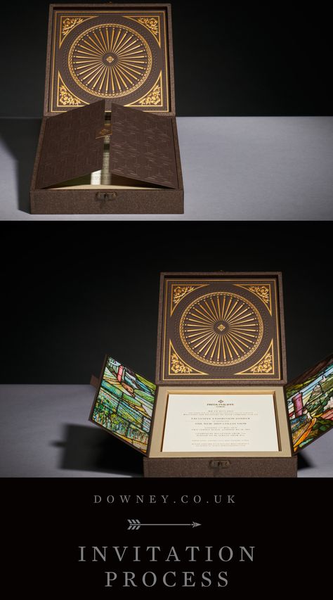 Invitation Box Ideas Packaging, Luxury Gift Box Packaging Design, Creative Invitation Ideas, Luxury Product Packaging, Golden Packaging, Watch Exhibition, Luxury Invitation Design, Invitation Boxes, Luxury Box Design