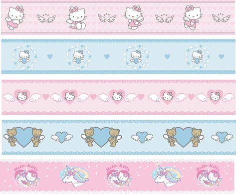 Sanrio Washi Tape Printable, Sanrio Border, Digital Washi Tape Png, Hello Kitty Border, Washi Tape Printable, Page Boarders, Washi Tape Png, Print Journal, Hello Kitty Aesthetic