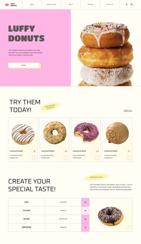 Website Shopping Design, Dessert Website Design, Website Inspo Aesthetic, Donut Website Design, Cute Website Design Inspiration, Pink Website Design Inspiration, Cookie Website Design, Bakery Website Design Inspiration, Cute Web Design