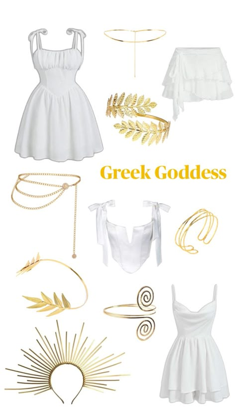 Ancient Greece Party Outfit, Greek Themed Outfits, Hot Greek Goddess Costume, Easy Goddess Costume, Greek Fashion Modern Casual, Greek Gods And Goddesses Outfits, Greek God Halloween Costumes, Halloween Costumes Greek Goddess, Greece Goddess Costume