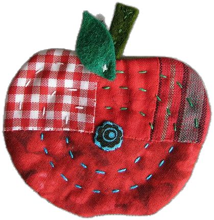 Design, Patchwork, Red Apple, Green, Red, Fabric