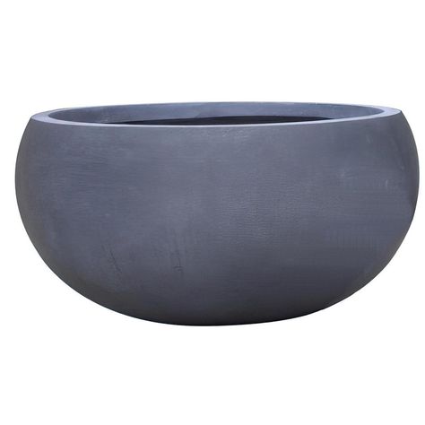 This stone effect flower pot is the perfect complement for patios and outdoor spaces with its timeless bowl shape. Made from durable fiber and stone mix, it’s low maintenance, durable. You can use this contemporary planter for outdoor territory and put it on the terrace, veranda, or patio area. This lightweight concrete planter has a drainage hole so the root system of your flower will not rot. Size: 21cm H x 44cm W x 44cm D, Colour: Dark Grey Garden Bowl, Shallow Planters, Outdoor Garden Planters, Planter Outdoor, Gray Planter, Stone Plant, Contemporary Planters, Bowl Planter, Outdoor Plant