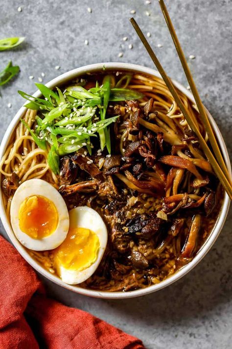 Beef Miso Soup, Ramen With Steak Noodle Bowls, Leftover Steak Ramen, Steak Ramen Soup, Skirt Steak Ramen Noodles, Brisket Ramen Recipe, Ramen Beef Noodle Recipes, Crockpot Beef Ramen, Spicy Beef Ramen Noodle Recipes