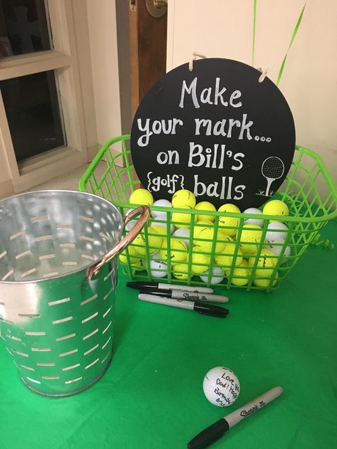 Golf themed party decorations and gMes Golf Themed 80th Birthday, Golfing Party Ideas, 50th Birthday Party Golf Theme, Birthday Golf Tournament, Golf Birthday Decorating Ideas, Mens Golf Theme Party, Golf Decorating Ideas Party Diy, Graduation Golf Theme, 30 Birthday Golf Theme