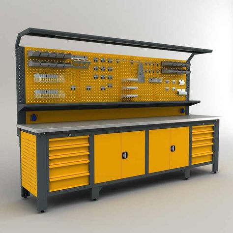 Metal Heavy Duty Steel Garage Tool Cabinet With Pegboard - Buy Storage Cabinet,Workshop Desk,Drawer Cabinet Product on Alibaba.com Workshop Desk, Garage Workbench Plans, Industrial Workbench, Garage Design Interior, Garage Workshop Organization, Workshop Layout, Tool Storage Cabinets, Cool Garages, Classic Furniture Design