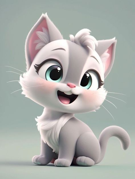 Cat Template, Really Cute Puppies, Cartoon Wallpaper Hd, Clay Crafts Air Dry, Cat Character, Cute Cartoon Animals, Colorful Animals, Cats Illustration, Fluffy Cat