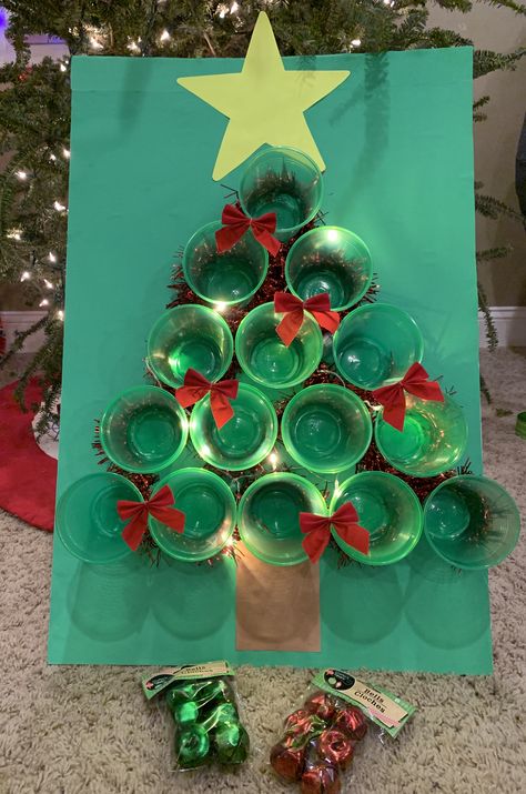 Christmas tree jingle bell toss Jingle Bell Toss Game, Jingle Bell Game, Jingle Bell Toss, Diy Christmas Party Games, Homemade Games, Preschool Christmas Party, Beta Club, Holidays Activities, Christmas Tree Game