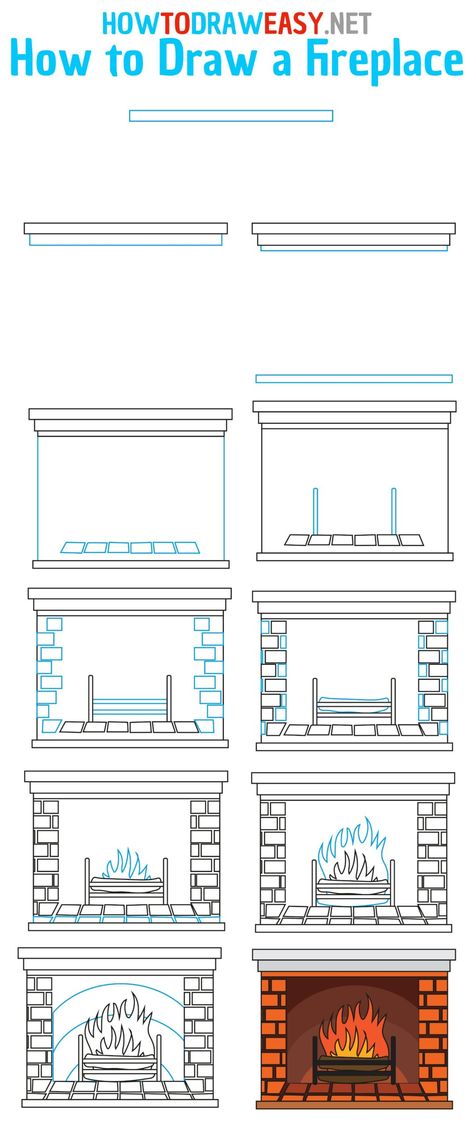 How to Draw a Fireplace Step by Step #Fireplace #Fire #Fireplacedrawing #DrawingTutorials #House #Decor #DecorDrawing How To Draw A Fireplace Step By Step, Chalk Fireplace Drawing, Fireplace Doodle, Draw A Fireplace, Fireplace Sketch, Fireplace Cards, Fireplace Step, Boy Hair Drawing, Fireplace Drawing