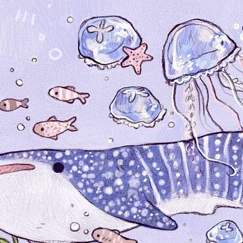 ౨ৎ ⋆🐚₊✧⋆˚𝐞𝐥𝐢𝐳𝐚𝐛𝐞𝐭𝐡 ⊹ ࣪ ʚɞ 🥥⋆˚｡ on Instagram: "🐋🪼🌊 something different and fun!! I love sharks :) 🐚🤍🥥  • • •  #art #artist #digitalart #artchallenge #fyp #procreate #sketchbook #sketch #sketching #drawing #drawing #artinstagram #explorepage #digitalartist #cottagecore #artofinstagram #illustrator #cuteart #plants #springaesthetic #flower #natureart #oceancore #tropicalcore #oceanaesthetic #whaleshark #sharkart" Sea Core Drawing, Shark Drawing Aesthetic, Sea Animals Aesthetic Drawing, Aesthetic Ocean Animals Drawing, Shark Cute Aesthetic, Sea Animal Drawing, Whale Shark Art, Whale Shark Drawing, Ocean Aesthetic Whale Shark