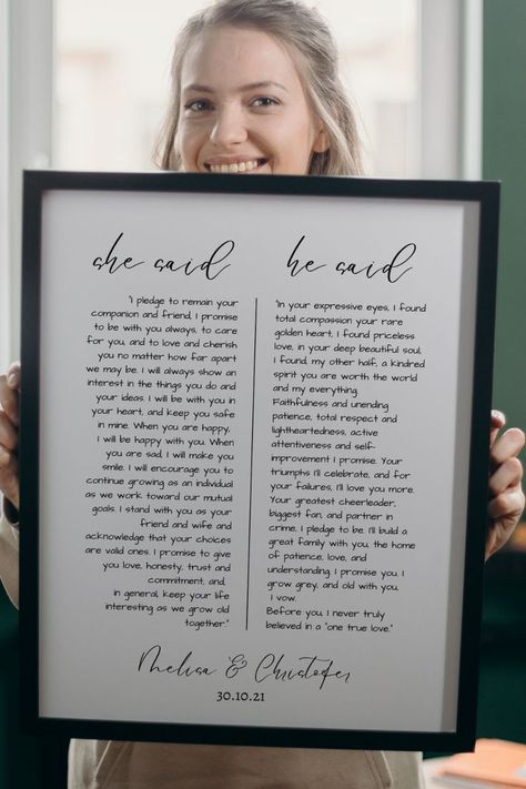 Vows Gift Ideas, Wedding Vow Display, 10 Year Anniversary Gift Ideas For Him, 10 Year Anniversary Gift Ideas, 20 Year Wedding Anniversary, Year Anniversary Gift Ideas, Anniversary Gift Ideas For Him, Wedding Anniversary Gift Ideas, Gift Template