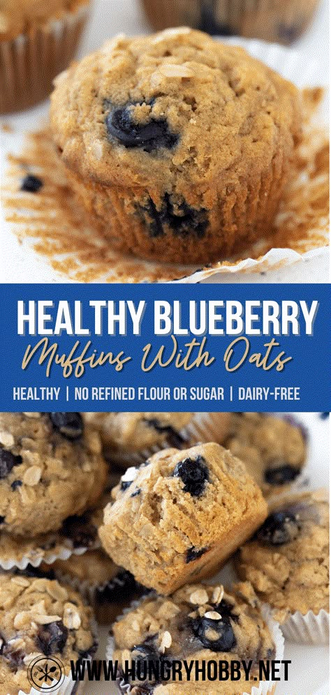 These healthy blueberry muffins with oatmeal are bursting with juicy blueberries. They are the perfect hearty yet moist and fluffy breakfast muffin! Oat Flour Blueberry Muffins, Oatmeal Blueberry Muffins Healthy, Banana Blueberry Oatmeal Muffins, Blueberry Muffin Recipe Healthy, Blueberry Oat Muffins, Oatmeal Muffins Healthy, Blueberry Oatmeal Muffins, Healthy Blueberry Muffins, Banana Blueberry Muffins