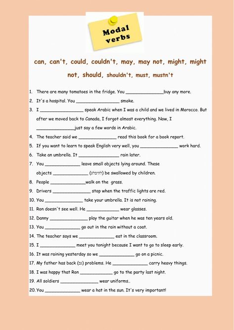 Model Verbs In English Worksheet, Model Verbs Worksheet, Modals Grammar Worksheet, Modal Verbs Grammar Lessons, Modal Verbs Worksheets With Answers, Auxiliary Verbs Worksheets, Modal Verbs Worksheets, Model Verbs, Models Worksheet