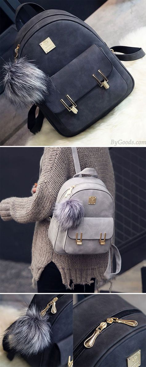 Fashion Frosted PU Zippered Backpack With Metal Lock Match School Bag Backpack for big sale! #pu #fashion #school #college #student #backpack #Bag #rucksack #girl #travel Small Backpack Purse, Frosé, Fashion School, Lv Bags, Lv Handbags, Cute Backpacks, Cute Purses, Small Backpack, Backpack Bag