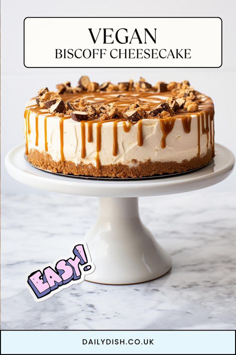 Vegan Biscoff Cheesecake Cheesecake Vegan, Biscoff Cheesecake, Biscoff Spread, Easy Puff Pastry, Easy Vegan Dessert, Gluten Free Cheesecake, Chocolate Sheet Cake, Biscoff Cookies, Bake Cake