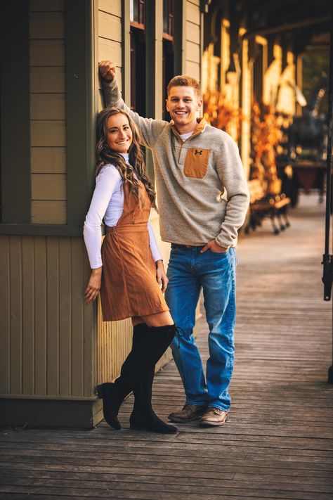 May your days be filled with shared secrets, inside jokes, and the kind of love that only the two of you truly understand. 🤫😄  #engagement #engagementphotos #engaged #engagementphotography #stlengaged Engagement Photos Overalls, Tall Couples, Fall Engagement Pictures, Fall Engagement, Inside Jokes, Engagement Photo, Engagement Pictures, The Two, Engagement Photography