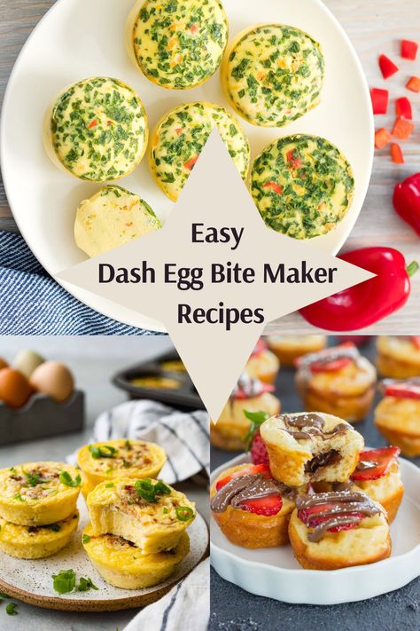 Easy Dash Egg Bite Maker Recipes, Dash Egg Bite Maker Recipes Mini Dash Egg Recipes, Dash Maker Recipes, Dash Mini Recipes, Egg Bite Maker Recipes, Dash Egg Bite Maker Recipes, Egg Bite Recipes, Breakfast Egg Bites, Breakfast Potluck, Mini Pizza Bites