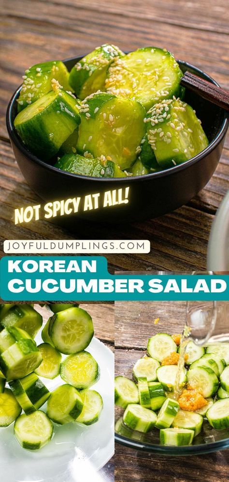 Korean Marinated Cucumbers, Korean Style Cucumbers, Cucumber Korean Side Dish, Korean Pickled Vegetables, Korean Pickled Cucumber, Korean Pickles, Korean Cucumber Side Dish, University Meals, Cucumber Side