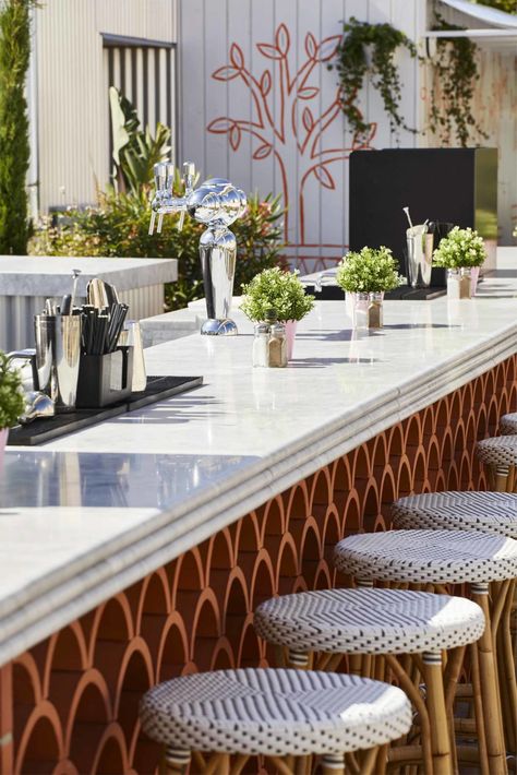 London Rooftops, Bar Counter Design, Mama Shelter, Breeze Blocks, Shoreditch London, Modern Mexican, Counter Design, Pool Bar, Garden Bar