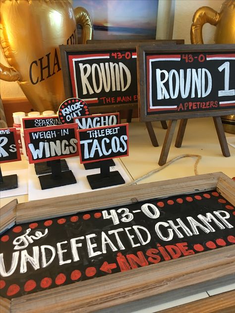 Boxing Ring Birthday Party, Diy Boxing Ring Party, 1st Knockout Birthday, Wrestling Bday Party Ideas, Bulls Themed Birthday Party, 30th Birthday Wrestling, Boxing Themed Gifts, Mma Party Ideas, Diy Boxing Party Decorations