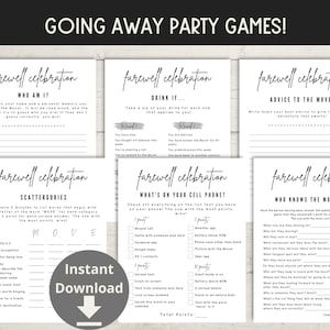 Buy Going Away Party Games Farewell Party Bundle Moving Party Online in India - Etsy Games For Farewell Party In School, Farewell Party Games Activities, Games For Farewell Party, Farewell Games Ideas, Farewell Party Ideas For Coworker, Goodbye Party Ideas Moving, Farewell Party Ideas Decoration, Fairwell Party, Goodbye Party Ideas