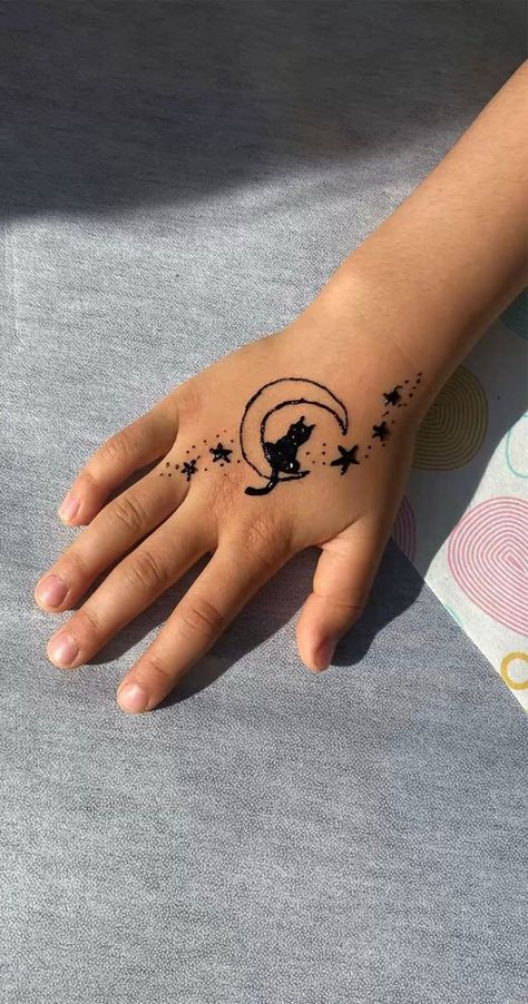 henna designs, celestial henna designs, moon henna designs, henna ideas, star henna designs, galaxy henna designs, henna design ideas Celestial Henna, Henna Moon Design, Henna Moon, Henna Style Tattoos, Eid Mehndi, Henna Inspired Tattoos, Traditional Henna, Eid Mehndi Designs, Henna Paste