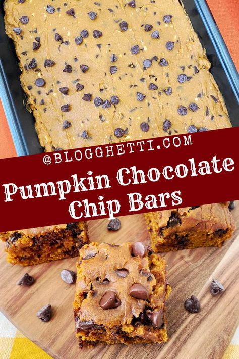 Pumpkin Chocolate Chip Bars, Pumpkin Spices, Nut Allergy, Chocolate Chip Bars, Pumpkin Chocolate Chip, Moist Cake, Cinnamon Chips, Decadent Chocolate Cake, Sweet Treats Recipes