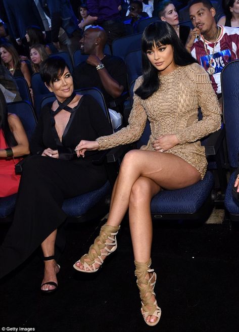 Doting mom: The 59-year-old momager looked lovingly at her youngest daughter, who sat regally with a poker face Kendall Ve Kylie, Look Kylie Jenner, Trajes Kylie Jenner, Kim And Kourtney, Kyle Jenner, Youngest Daughter, Homecoming Dresses Short Tight, Kylie Jenner Style, Kylie Kristen Jenner