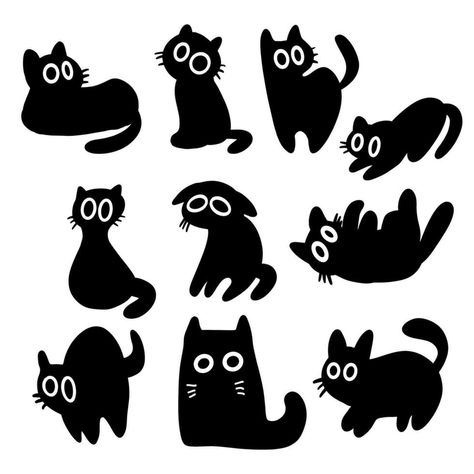 Black cat cartoon drawing Bundle set Cat Napping Drawing, Silly Black Cat Drawing, Black Dog Cartoon Illustration, Fluffy Black Cat Drawing, Simple Cat Silhouette, Sleepy Cat Illustration, Bad Cat Drawing, Cute Black Cat Cartoon, Black Cat Cute Drawing