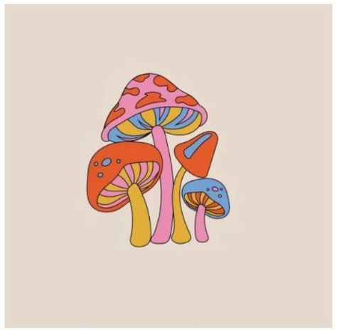 Funky Mushrooms Drawing, Easy Acrylic Painting Ideas Mushroom, Cute Mushroom Art Simple, Posca Pens Art Mushroom, Easy Paintings Mushrooms, Mushrooms Canvas Painting, Easy Things To Paint Trippy, Cartoon Mushroom Painting, Mashrooms Drawing Aesthetic Indie