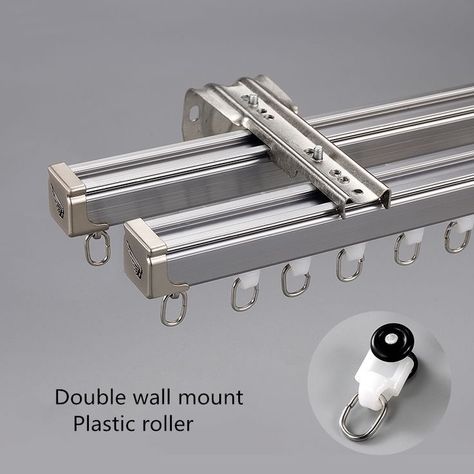 CHR52 curtain track is made of Aluminum Alloy material and has 0.079 inches thickness. There are 3 colors for you choose. The surface is produced by Electrophoresis. This track is waterproof and moisture-proof, you will like it. This track is suitable for straight window or bay window, it can be used more than 20 years. If you need the corner joiner, please contact us, we are glad to help. Curtain Stand Design, Light Curtains Bedroom, Curtain Tracks Ceiling, Shear Curtains, Curtain Designs For Bedroom, Curtain Tracks, Curtains Living Room Modern, House Renovation Projects, Wave Curtains