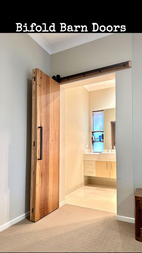 Hardwood bi-fold barn doors | Bunnings Workshop community Bifold Barn Doors, Cupboard Doors, Rec Room, Bifold Doors, Barn Doors, The Doors, Creative Decor, Small Space, Custom Build