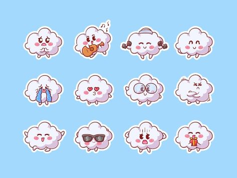 Adorableninana | Freepik Cloud Character Illustration, Cloud Character Design, Cloud Creature, Cloud Character, Clouds Illustration, Bright Illustration, Happy Expression, Cute Clouds, Kawaii Cloud