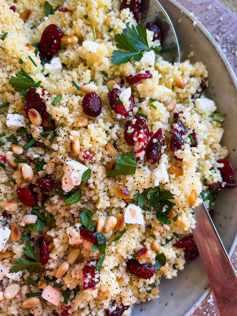 Couscous Fall Salad, Couscous With Cranberries, Couscous Add Ins, Cranberry Orange Couscous Salad, Fall Couscous Recipes, Cranberry Couscous Salad, Sweet Couscous Recipes, Couscous Salad Recipes Easy, Fruity Couscous Recipe