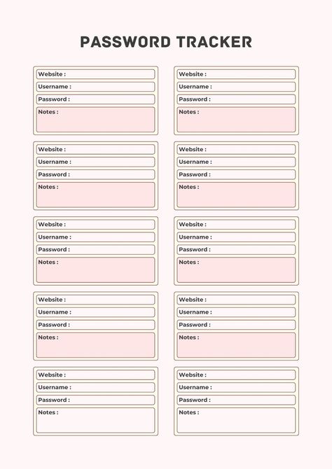 Password Tracker Template, Password Ideas, Password Tracker Printable, Password Printable, Organization Templates, Password Book, Daily Planner Printables Free, Weekly Planner Free Printable, Study Planner Printable